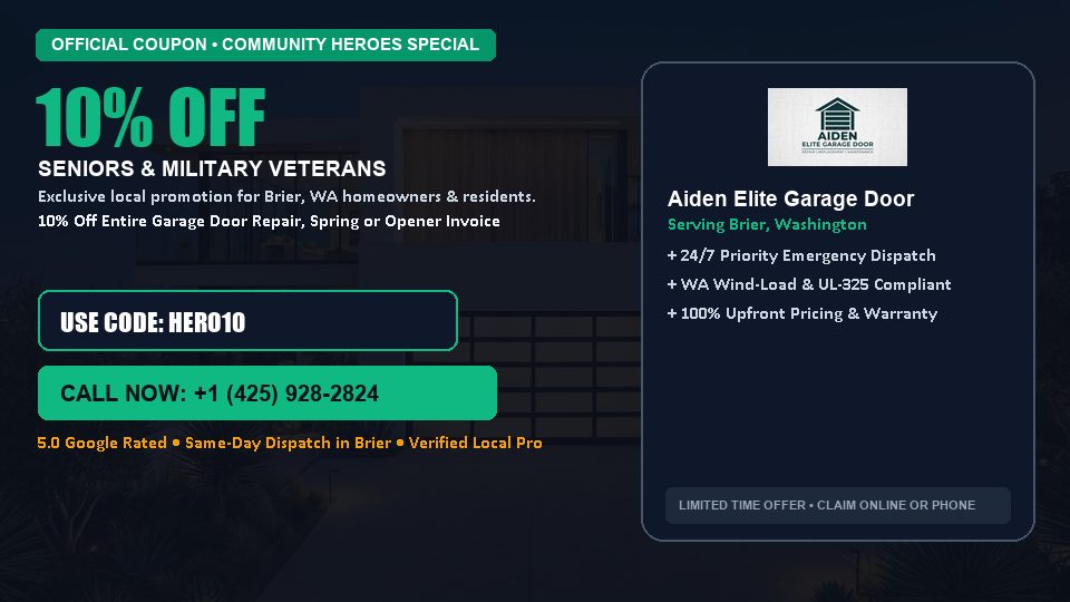 10% OFF Senior, Military & First Responder Discount in Brier, WA - Aiden Elite Garage Door